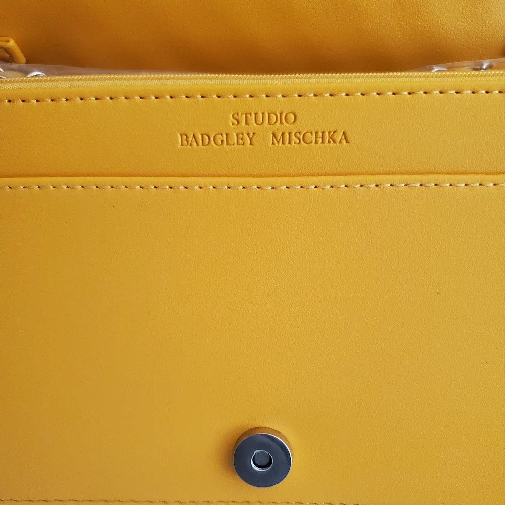 Badgley Mischka Collection NWT Large Quilted Crossbody Bag In Yellow